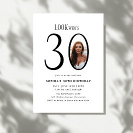 Kijk Wie is Dertig Minimale Foto 30e Verjaardag Kaart