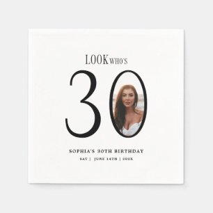 Kijk Wie is Dertig Minimale Foto 30e Verjaardag Servet