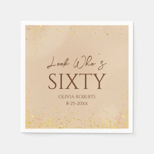 Kijk wie is elegant gouden verjaardagsfeestje servet (Voorkant)