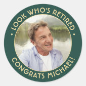 Kijk wie is gepensioneerd Green Retirement Party F Ronde Sticker (Voorkant)