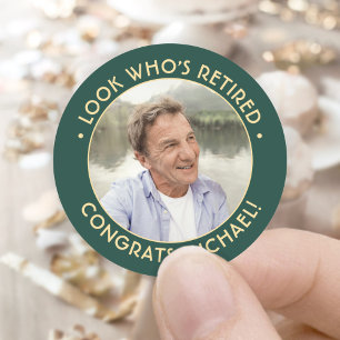 Kijk wie is gepensioneerd Green Retirement Party F Ronde Sticker