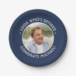 Kijk wie is gepensioneerde marine & witte pensioen papieren bordje