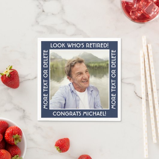 Kijk wie is gepensioneerde marine & witte pensioen servet (Insitu)