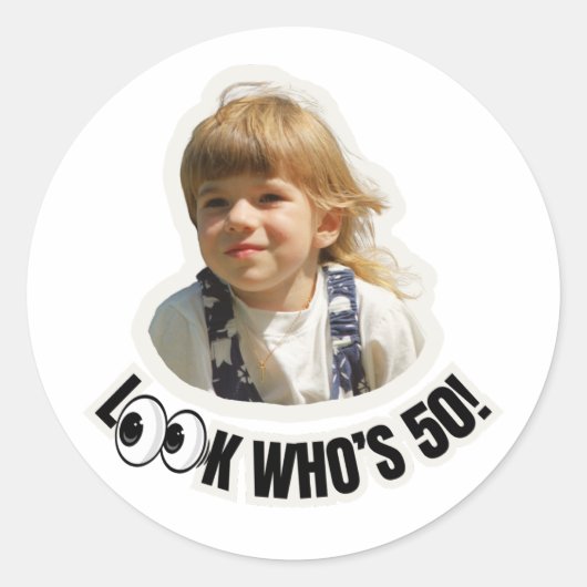 Kijk wie is ouder Foto op Maat Gepersonaliseerd Ronde Sticker (Voorkant)