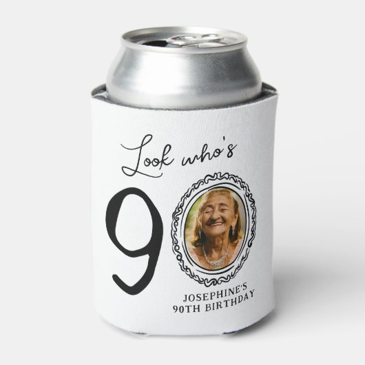 Kijk Wie Negentig Foto 90ste Verjaardag Blikjeskoeler (Blikje Voorkant)