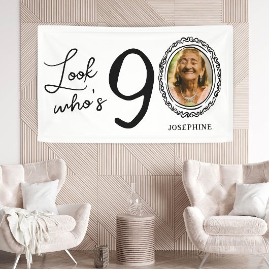 Kijk Wie Negentig Foto 90ste Verjaardag Spandoek