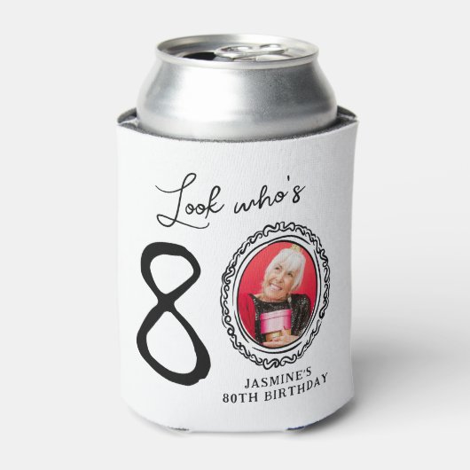 Kijk wie tachtig foto 80ste verjaardag blikjeskoeler (Blikje Voorkant)