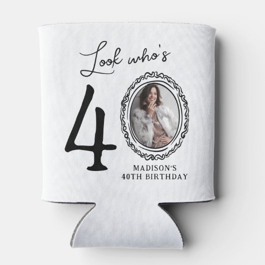 Kijk wie veertig is Foto 40e verjaardag Blikjeskoeler (Achterkant)