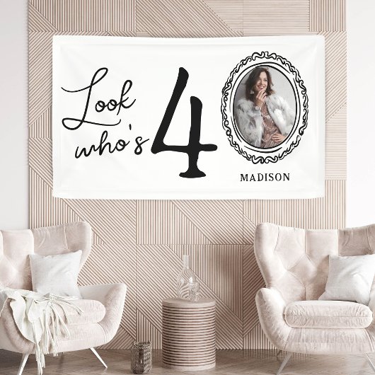 Kijk wie veertig is Foto 40e verjaardag Spandoek