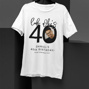 Kijk wie Veertig is   Foto 40e verjaardag T-shirt