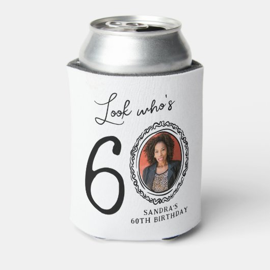 Kijk Wie Zestig Foto 60ste Verjaardag Blikjeskoeler (Blikje Achterkant)