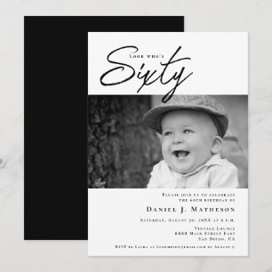 Kijk wie zestig is Funny baby Foto 60ste verjaarda Kaart