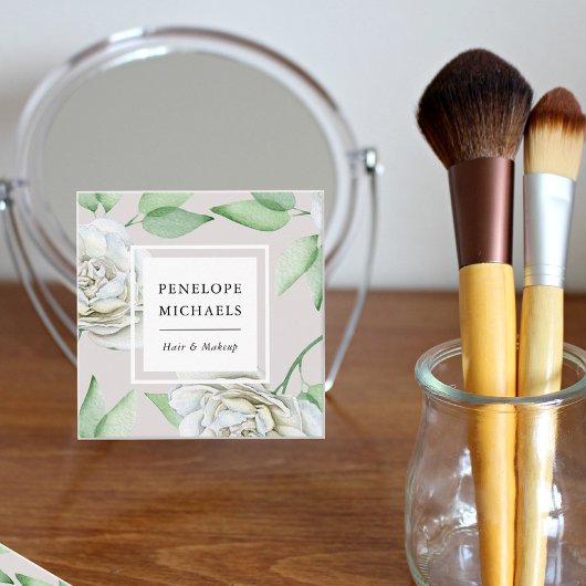  Kijk Witte Waterverf Floral Vierkante Visitekaartje