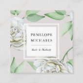  Kijk Witte Waterverf Floral Vierkante Visitekaartje (Voorkant)