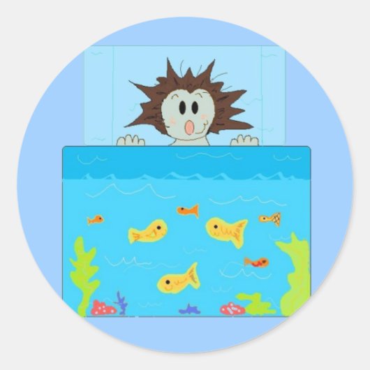 Kijken in het aquarium ronde sticker (Voorkant)
