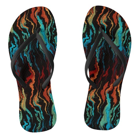 Kijken in het vuur abstract teenslippers (Voetbed)