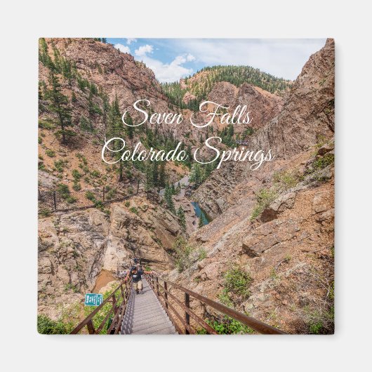 Kijken naar beneden Zeven Herfsten trappen vierkan Magneet (Voorkant)