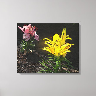 Kijken naar bloemen canvas afdruk