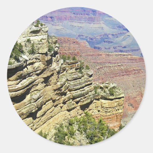 Kijken naar de Grand Canyon Ronde Sticker (Voorkant)