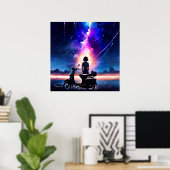 Kijken naar de hemel - Illustratie Art Style Poster (Thuiskantoor)