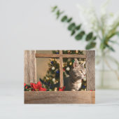 Kijken naar de Kerstman Feestdagenkaart (Staand voorkant)