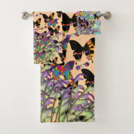 Kijken naar de vlinders badhanddoek set bad handdoek