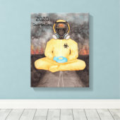 Kijken naar het branden quarantaine yoga hazmat pa canvas afdruk (Insitu (Houten vloer))