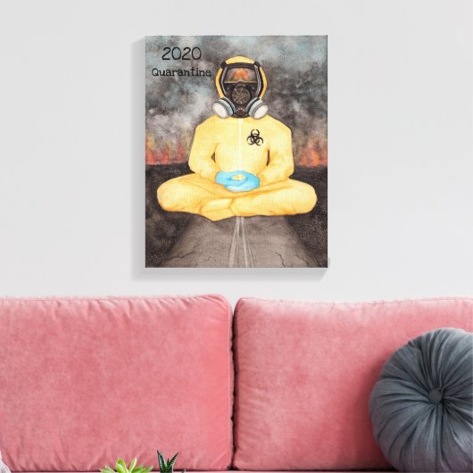 Kijken naar het branden quarantaine yoga hazmat pa canvas afdruk (Insitu (Woonkamer))