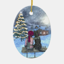 Kijken naar kerstversiering voor keramische kerami keramisch ornament