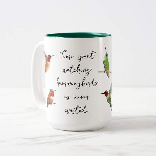 Kijken naar kolibries tweekleurige koffiemok (Voorkant links)