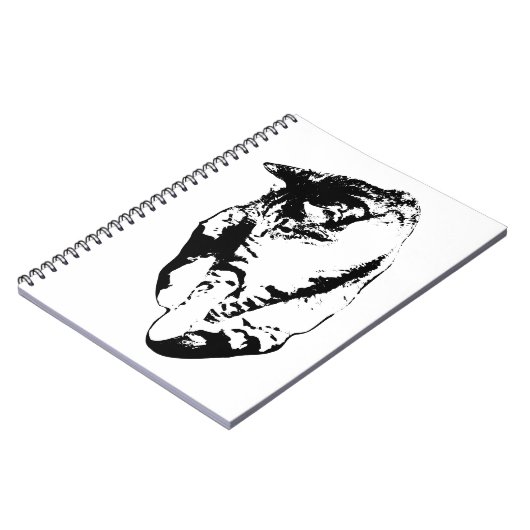 Kijken naar Tabby Cat Monochrome Notitieboek (Linkerzijde)