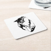 Kijken naar Tabby Cat Monochrome Onderzetter (Schuin)