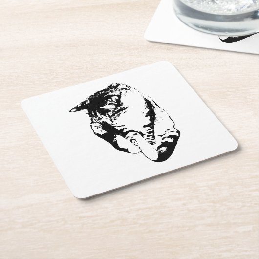 Kijken naar Tabby Cat Monochrome Onderzetter (Schuin)