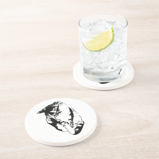 Kijken naar Tabby Cat Monochrome Onderzetter (Zijkant)