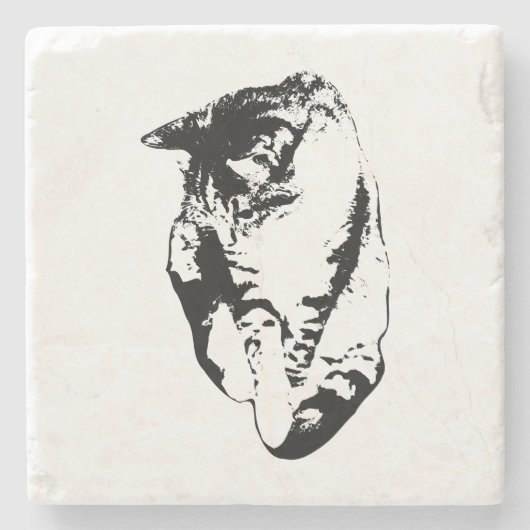 Kijken naar Tabby Cat Monochrome Onderzetter (Voorkant)