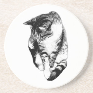 Kijken naar Tabby Cat Monochrome Onderzetter
