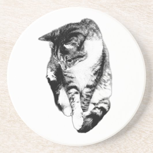 Kijken naar Tabby Cat Monochrome Onderzetter (Voorkant)