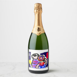 Kijken naar vuurwerk sparkling wijnetiket