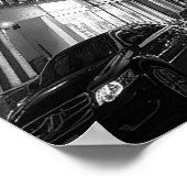 Kijken skyward in een wolkenkrabber canyon B&W fot Poster (Hoek)