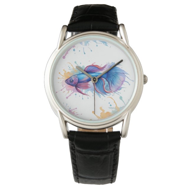 Kijken - Waterverf Series: Betta Fish Horloge (Voorkant)