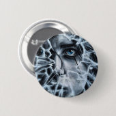 Kijkend door het verbrijzelde raam ronde button 5,7 cm (Voorkant /achterkant)