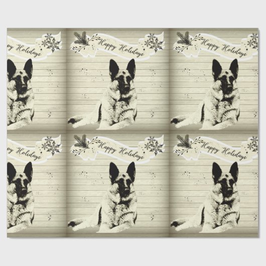  kijkend Duits Shepherd Holiday Cadeaupapier (Vlak)