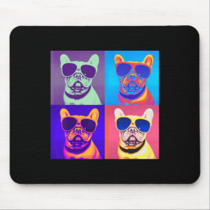 Kijkend Franse Bulldog Draagt Zonnebril Pop Art Muismat