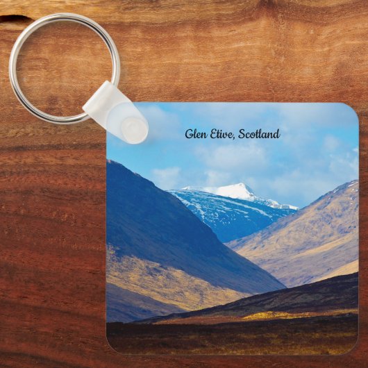 Kijkend naar Glen Etive, Scotland Keyring Sleutelhanger (Voorkant)