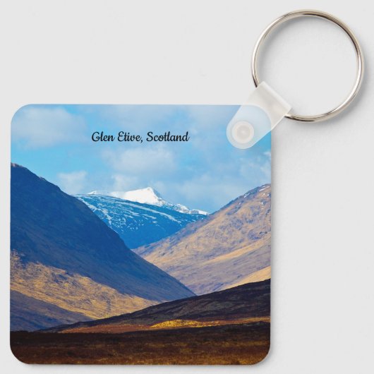 Kijkend naar Glen Etive, Scotland Keyring Sleutelhanger (Achterkant)