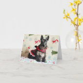 Kijkend naar Santa Paws Kaart (Gele Bloem)