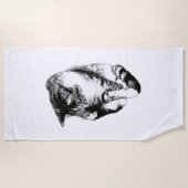 Kijkend naar Tabby Cat Monochrome Handdoek (Voorkant)