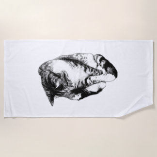 Kijkend naar Tabby Cat Monochrome Handdoek
