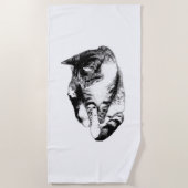 Kijkend naar Tabby Cat Monochrome Handdoek (Voorkant)