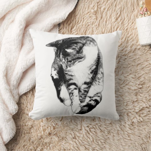Kijkend naar Tabby Cat Monochrome Kussen (Deken)